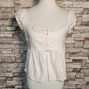 Self E Brand New Elegant Lace Cap Sleeve Top Feminine Tops